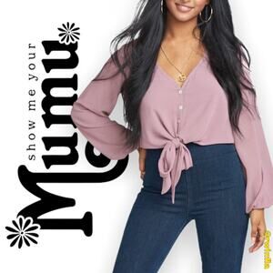 Show Me Your Mumu Tatum Tie Top Antique Rose Chiffon Boho Indie Women's Medium